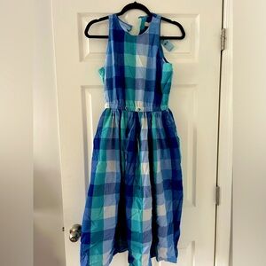 NWT Loft Spring/Summer Plaid Cutout Back Midi Pocket Dress in Rich Blue Lagoon